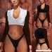 Funic Long Sleeve Bikini Plunge Wrap Two Piece Swimsuit Set for Women Beachwear Black B07M76Z2C1